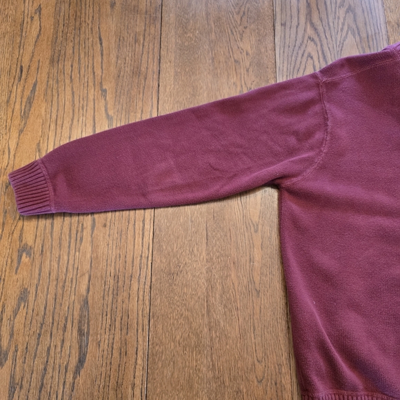 Eddie Bauer Burgundy Quarter Zip Cotton Sweater Pullover Large - Picture 8 of 8